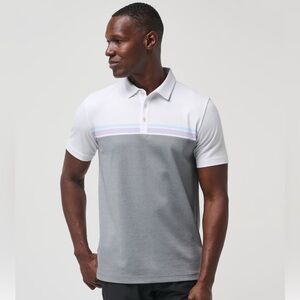 Travis Mathew White/Grey "First Timer" Polo Golf Shirt Mens Size Large - L